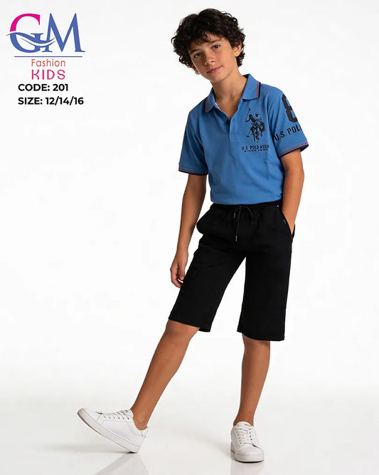 طقم أولادي بولو صيفي وشورت كارجو للأطفال – GM Fashion Kids موديل 201
