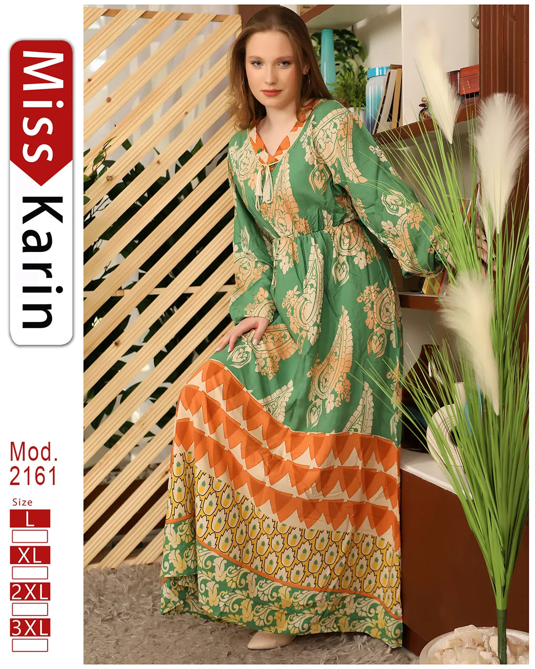 جلابية مطبوعة بطابعة فلاحي – موديل 2161 من ميس كارين