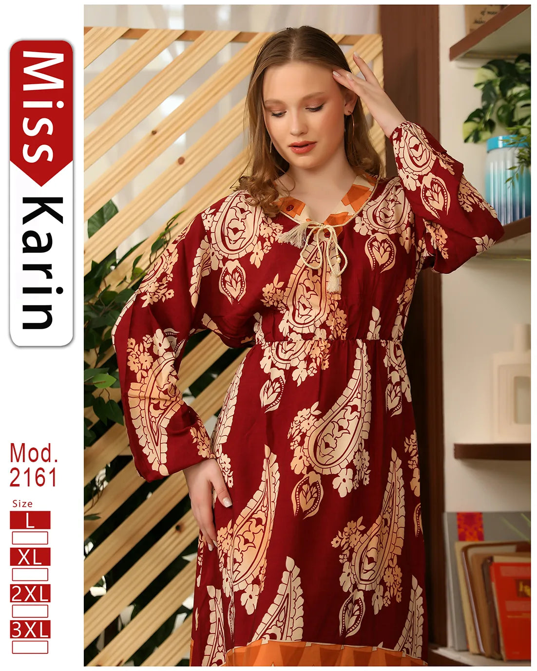 جلابية مطبوعة بطابعة فلاحي – موديل 2161 من ميس كارين