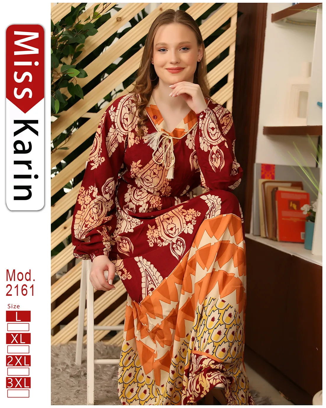 جلابية مطبوعة بطابعة فلاحي – موديل 2161 من ميس كارين