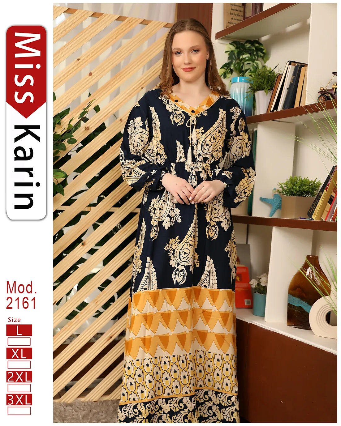 جلابية مطبوعة بطابعة فلاحي – موديل 2161 من ميس كارين