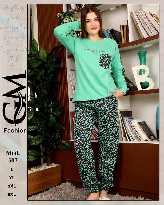 طقم بيتي حريمي ميلتون شتوي — موديل 307 من GM Fashion