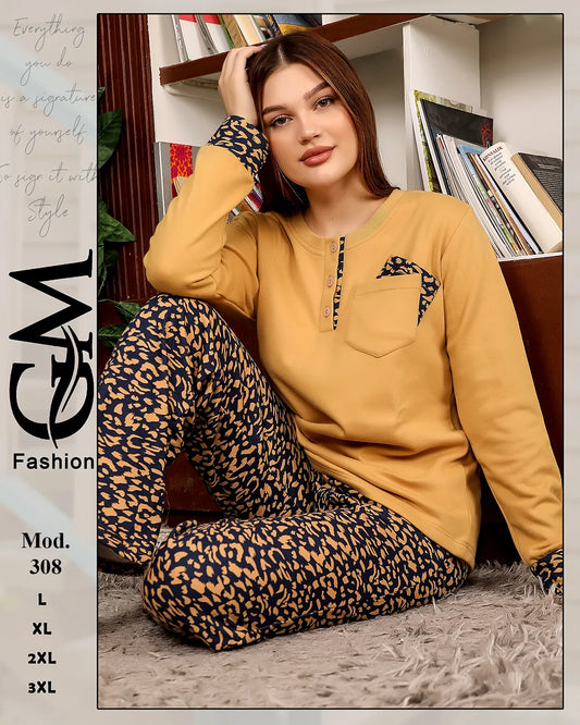 طقم شتوي نسائي ميلتون مريح بلمسة حيوانية | موديل 308 | GM Fashion