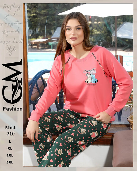 طقم هوم وير شتوي ميلتون ميكستر للسيدات بألوان مميزة – موديل 310 | GM Fashion