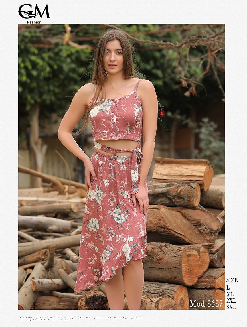 فستان صيفي قطني موديل 3637 من GM Fashion