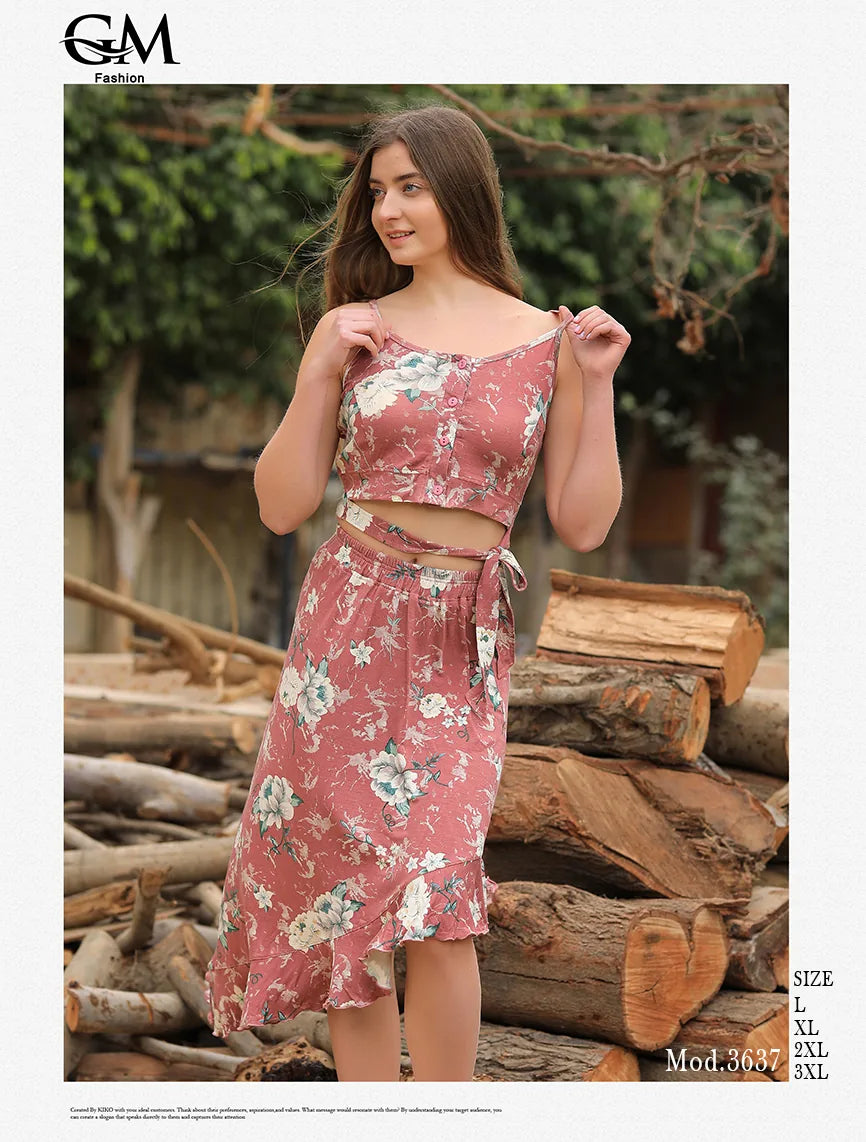 فستان صيفي قطني موديل 3637 من GM Fashion