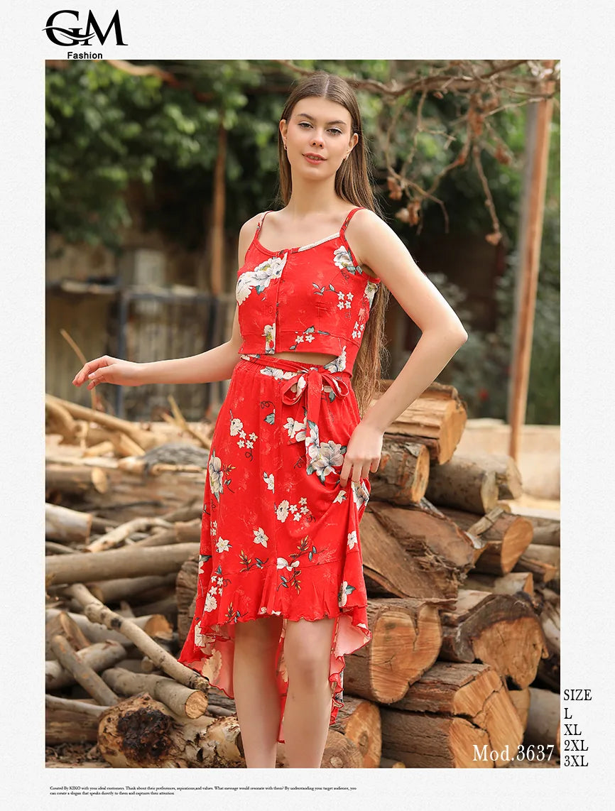 فستان صيفي قطني موديل 3637 من GM Fashion