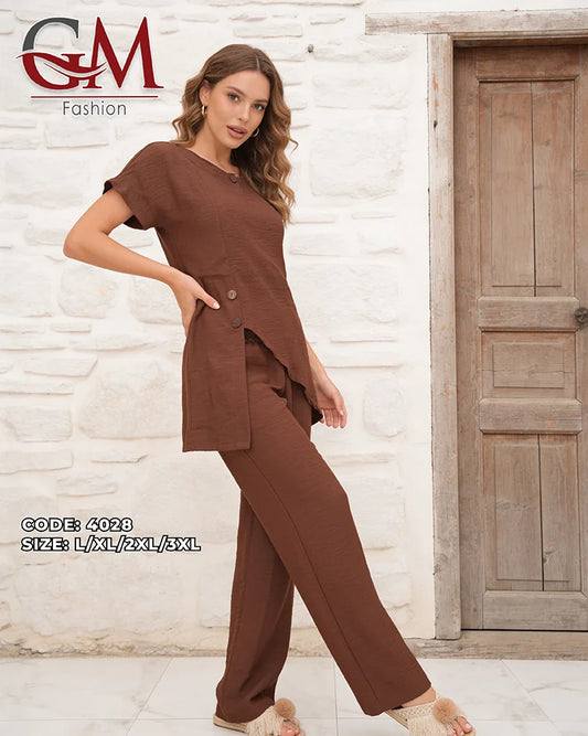 طقم حريمي صيفي قطعتين واسع GM Fashion – موديل 4028