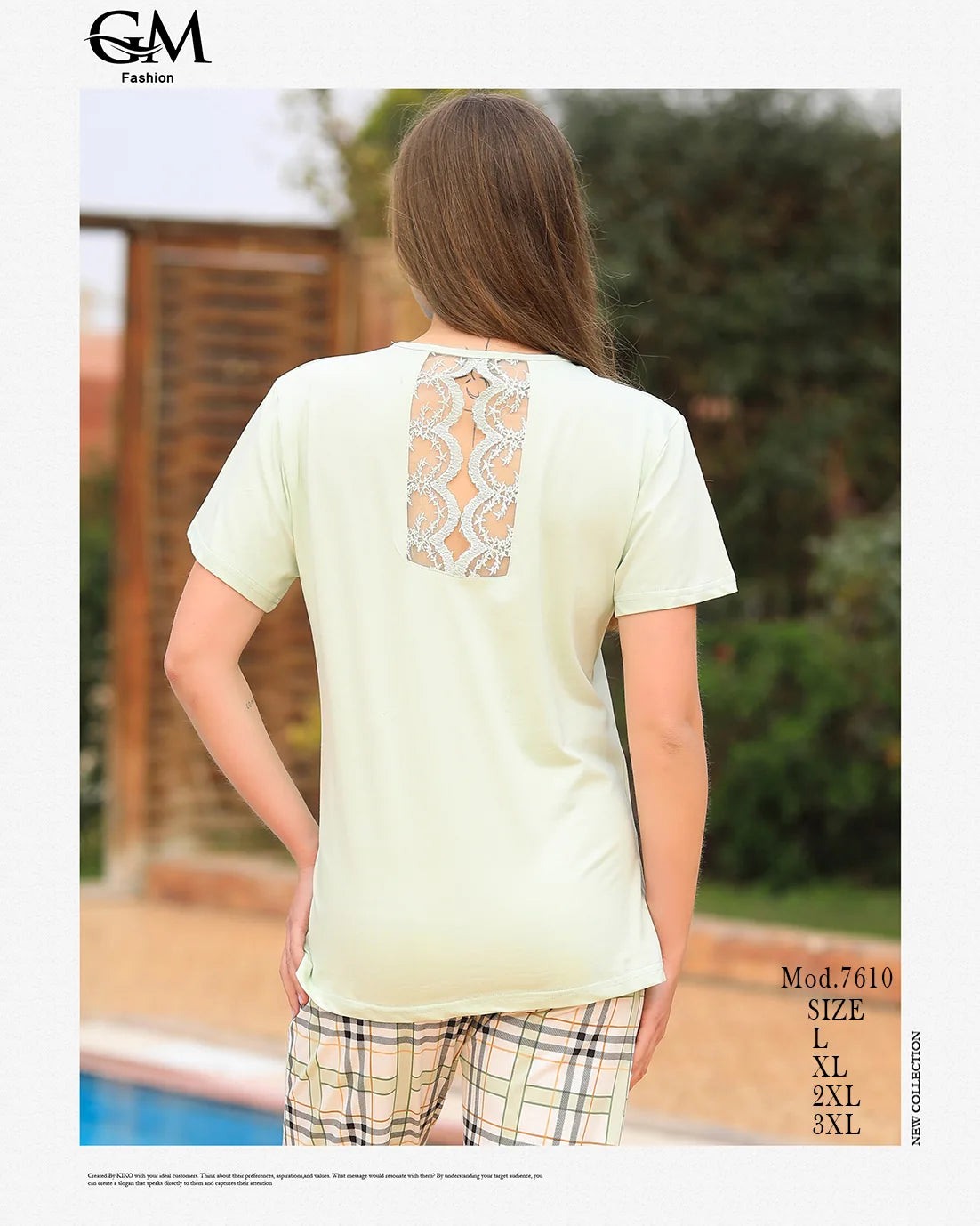 بيجامة صيفي حريمي قطن – موديل 7610 | GM Fashion – مقاسات L حتى 3XL