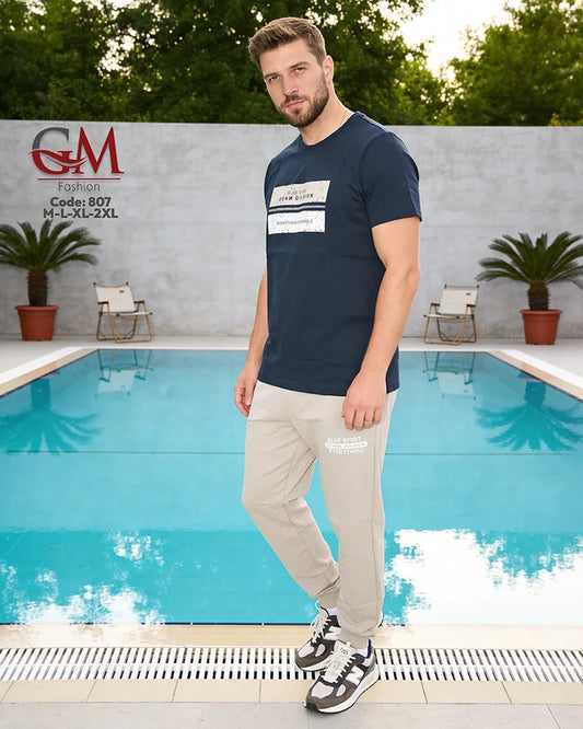 ترنج رجالي صيفي Blue Spirit بطباعة عصرية – GM Fashion موديل 807