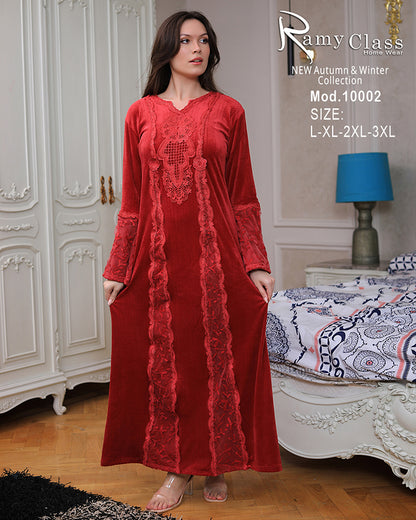 جلابية شتوي قطيفة مطرزة – موديل 10002 من Ramy Class – مقاسات L حتى 3XL