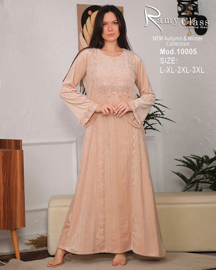عباءة شتوية نسائية Ramy Class | موديل 10005 بتصميم دانتيل أنيق