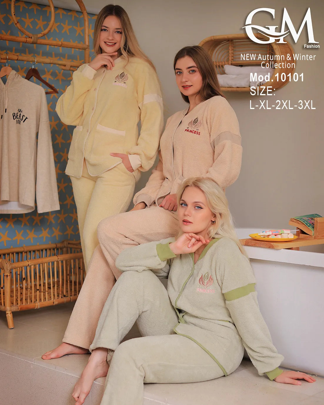 بيجامة شتوي حريمي قطيفة ناعمة – موديل 10101 | GM Fashion