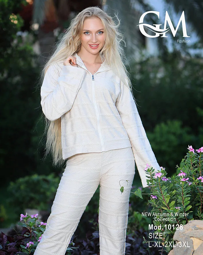بيجامة شتوي حريمي ب كابيشون – موديل 10128 | GM Fashion