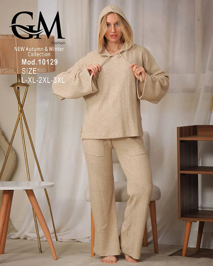 بيجامة شتوي حريمي بكابيشون – موديل 10129 | GM Fashion