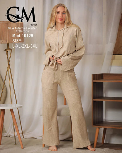 بيجامة شتوي حريمي بكابيشون – موديل 10129 | GM Fashion