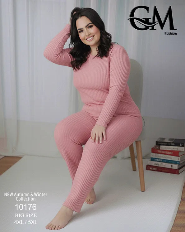 بيجامة دفاية حريمي مقاسات خاصة GM Fashion موديل 10176 | بيج سايز شتوي ضيق