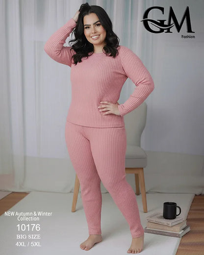 بيجامة دفاية حريمي مقاسات خاصة GM Fashion موديل 10176 | بيج سايز شتوي ضيق