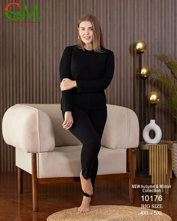 بيجامة دفاية حريمي مقاسات خاصة GM Fashion موديل 10176 | بيج سايز شتوي ضيق