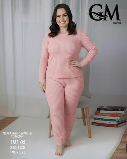 بيجامة دفاية حريمي مقاسات خاصة GM Fashion موديل 10176 | بيج سايز شتوي ضيق