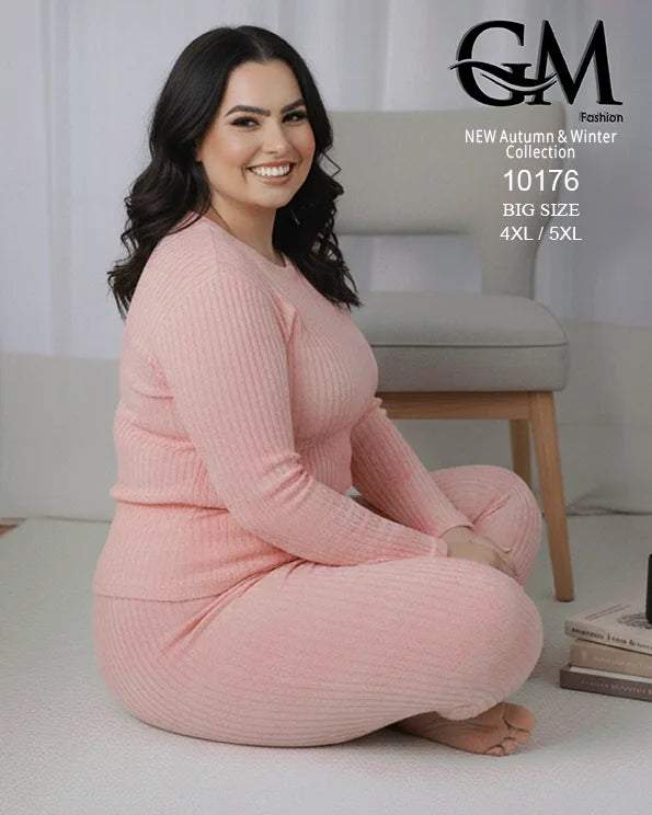 بيجامة دفاية حريمي مقاسات خاصة GM Fashion موديل 10176 | بيج سايز شتوي ضيق