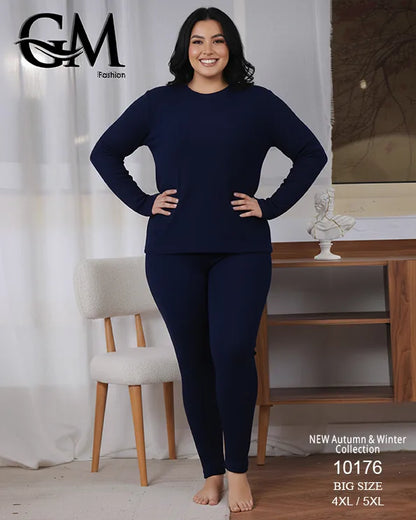 بيجامة دفاية حريمي مقاسات خاصة GM Fashion موديل 10176 | بيج سايز شتوي ضيق