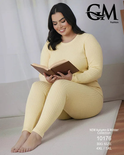 بيجامة دفاية حريمي مقاسات خاصة GM Fashion موديل 10176 | بيج سايز شتوي ضيق