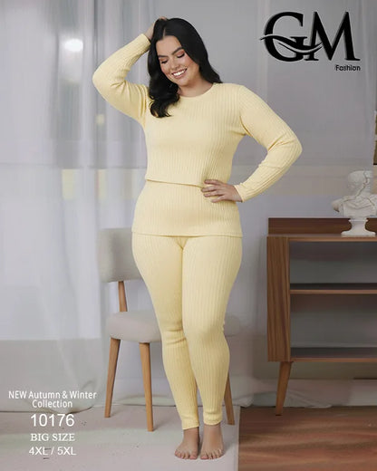 بيجامة دفاية حريمي مقاسات خاصة GM Fashion موديل 10176 | بيج سايز شتوي ضيق