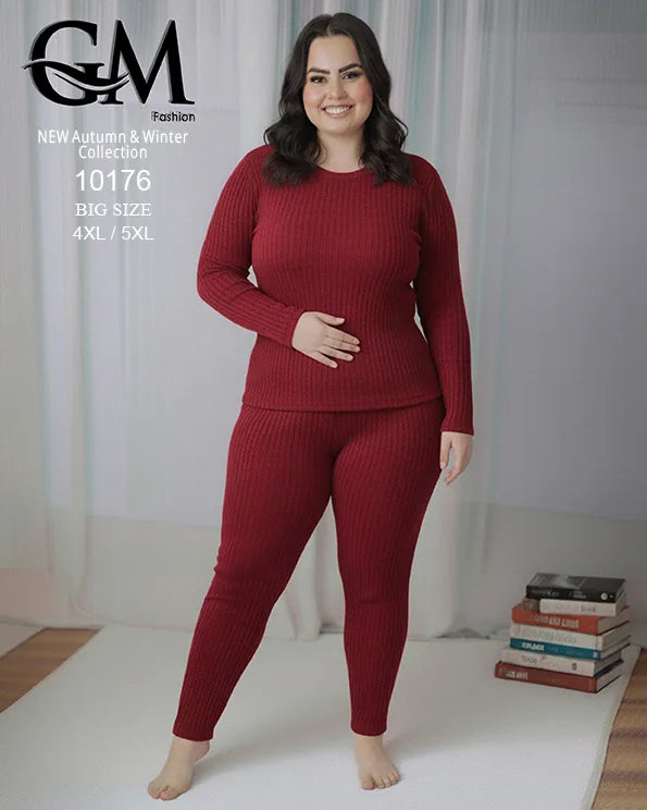 بيجامة دفاية حريمي مقاسات خاصة GM Fashion موديل 10176 | بيج سايز شتوي ضيق