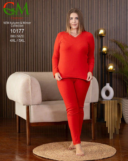 بيجامة دفاية حريمي مقاسات خاصة GM Fashion موديل 10177 | بيجامة ضيقة 4XL و 5XL