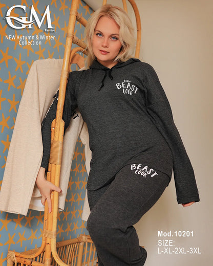 بيجامة شتوي قطن هودي بجيوب – موديل 10201 | GM Fashion