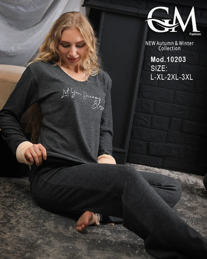 بيجامة شتوي قطن حريمي – موديل 10203 | GM Fashion