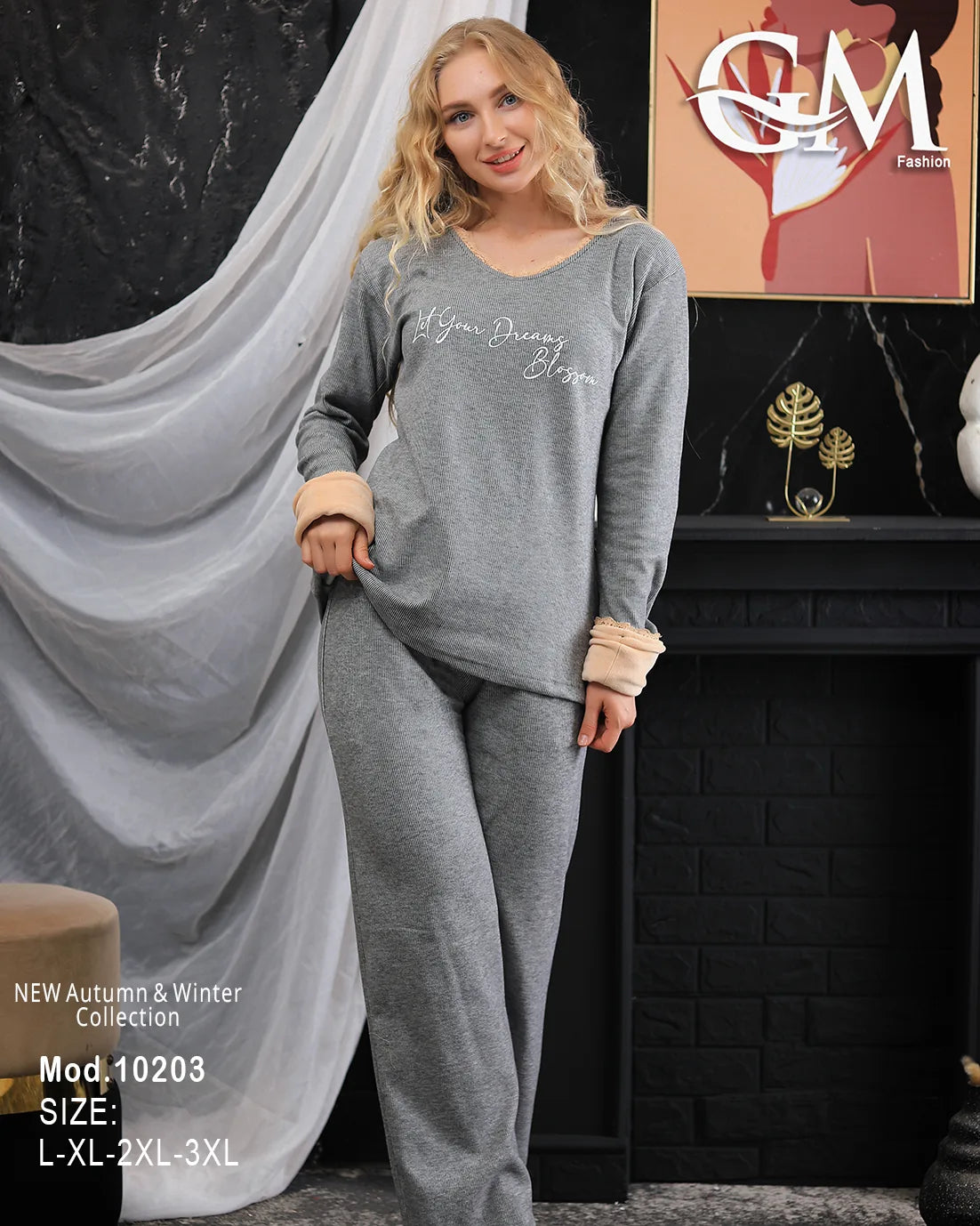 بيجامة شتوي قطن حريمي – موديل 10203 | GM Fashion