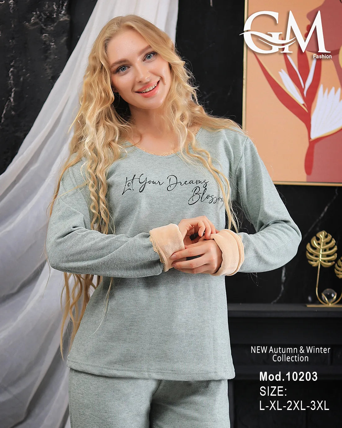 بيجامة شتوي قطن حريمي – موديل 10203 | GM Fashion