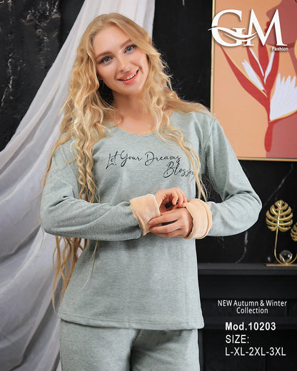 بيجامة شتوي قطن حريمي – موديل 10203 | GM Fashion
