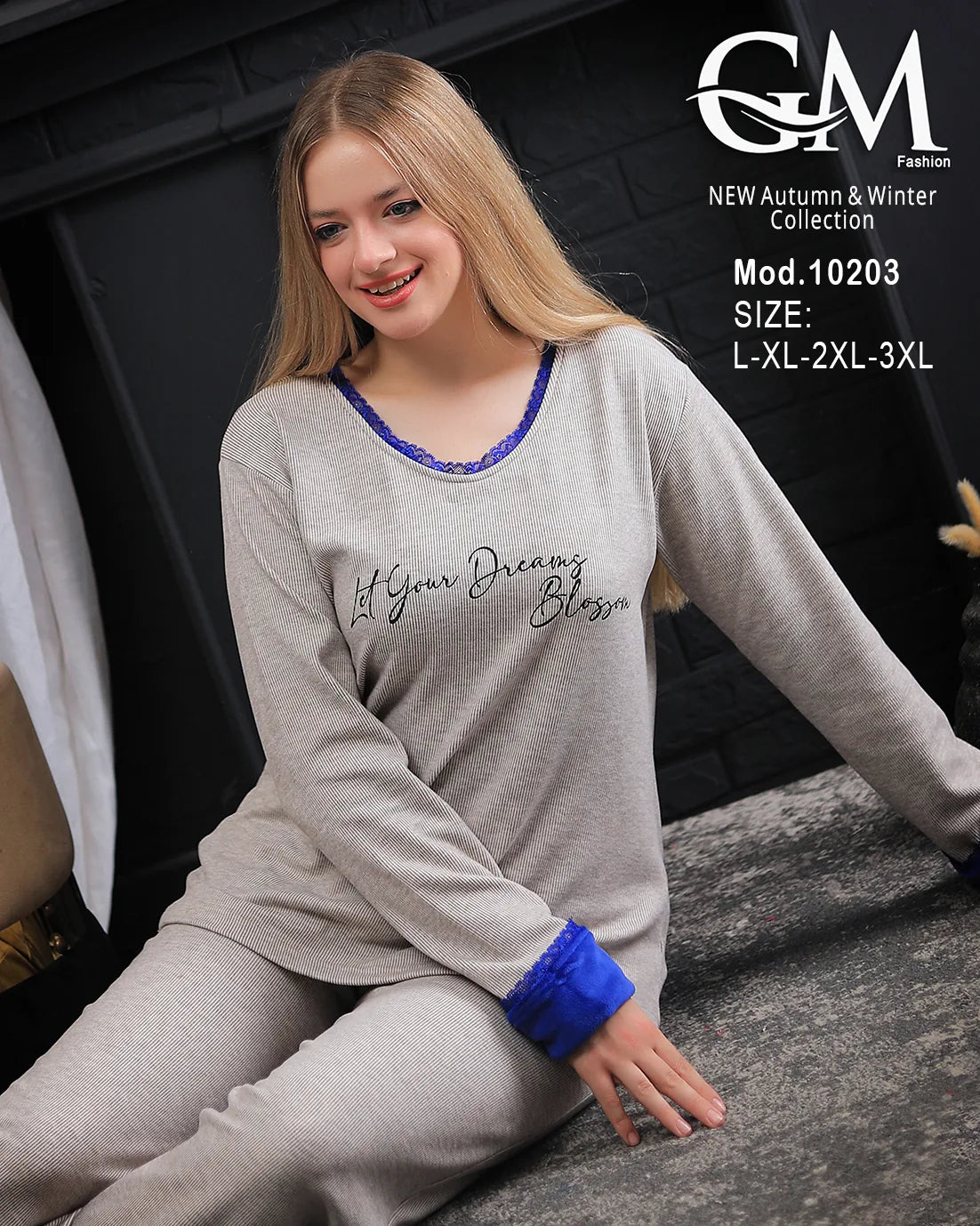 بيجامة شتوي قطن حريمي – موديل 10203 | GM Fashion