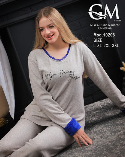 بيجامة شتوي قطن حريمي – موديل 10203 | GM Fashion