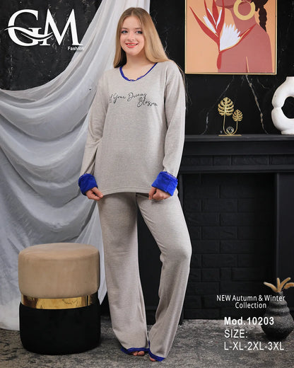 بيجامة شتوي قطن حريمي – موديل 10203 | GM Fashion