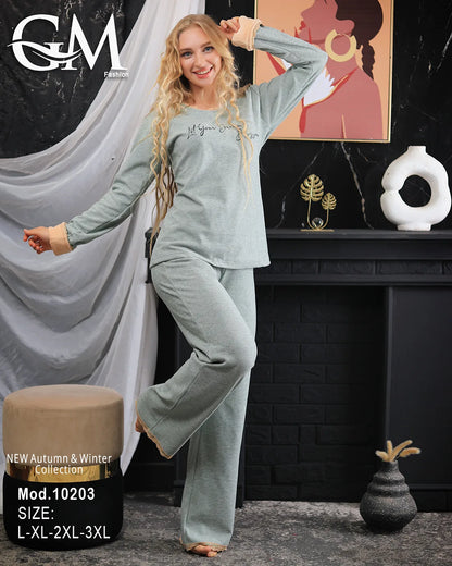 بيجامة شتوي قطن حريمي – موديل 10203 | GM Fashion