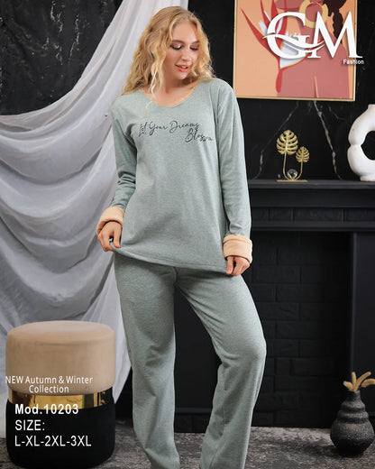 بيجامة شتوي قطن حريمي – موديل 10203 | GM Fashion