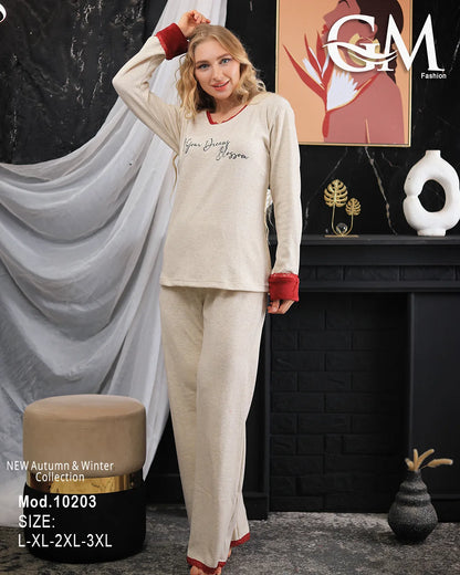 بيجامة شتوي قطن حريمي – موديل 10203 | GM Fashion
