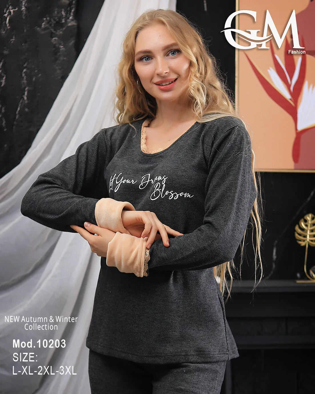 بيجامة شتوي قطن حريمي – موديل 10203 | GM Fashion