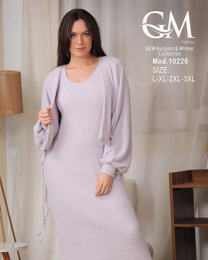 طقم شتوي صوف قطعتين ناعم – موديل 10226 من GM Fashion – مقاسات حتى 3XL