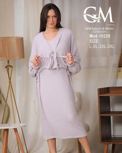 طقم شتوي صوف قطعتين ناعم – موديل 10226 من GM Fashion – مقاسات حتى 3XL