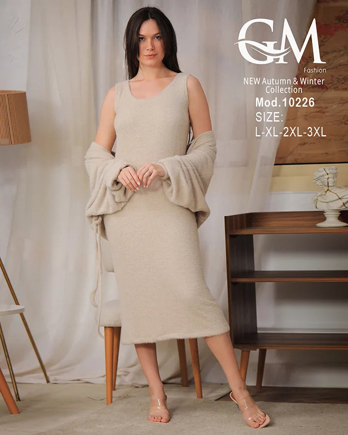 طقم شتوي صوف قطعتين ناعم – موديل 10226 من GM Fashion – مقاسات حتى 3XL