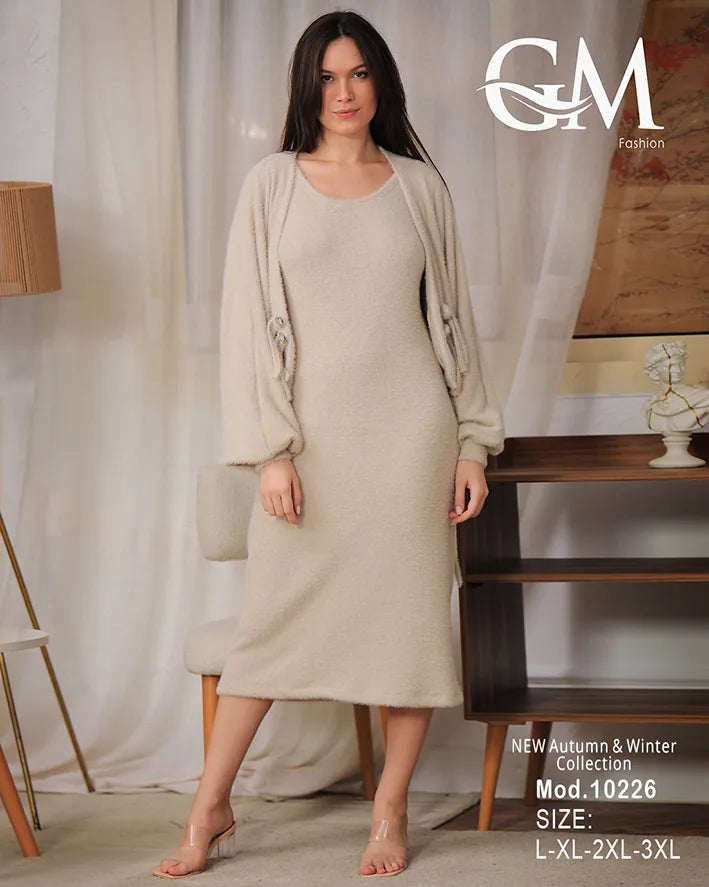 طقم شتوي صوف قطعتين ناعم – موديل 10226 من GM Fashion – مقاسات حتى 3XL