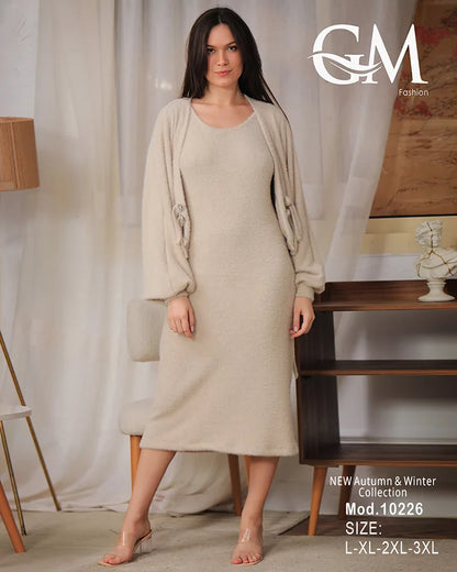 طقم شتوي صوف قطعتين ناعم – موديل 10226 من GM Fashion – مقاسات حتى 3XL