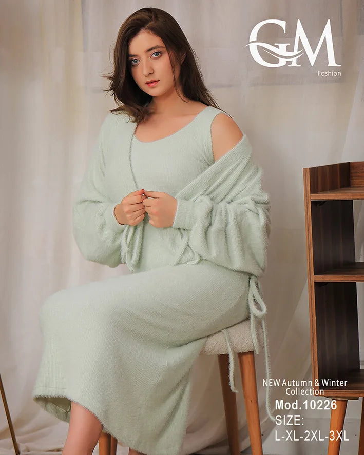 طقم شتوي صوف قطعتين ناعم – موديل 10226 من GM Fashion – مقاسات حتى 3XL