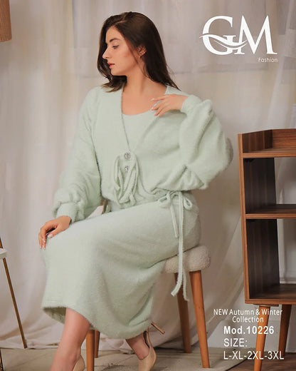 طقم شتوي صوف قطعتين ناعم – موديل 10226 من GM Fashion – مقاسات حتى 3XL