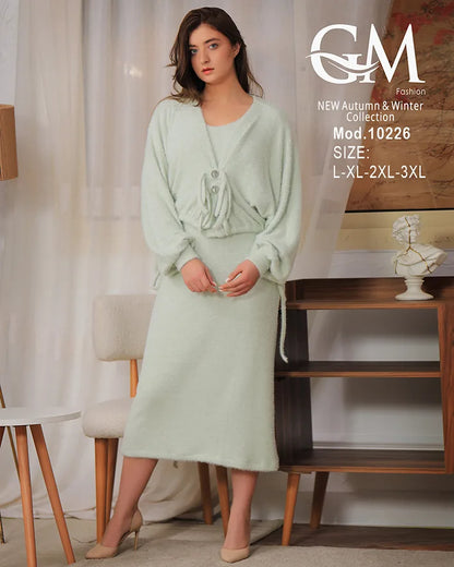 طقم شتوي صوف قطعتين ناعم – موديل 10226 من GM Fashion – مقاسات حتى 3XL